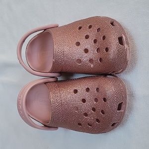 Childrens size 10 pink sparkle/glitter Crocs.